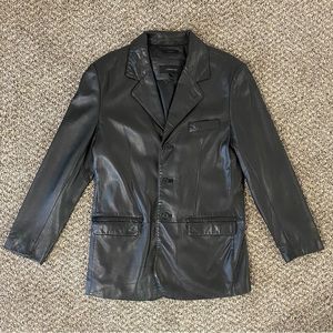 CLAIBORNE Vintage Black 100% Lambskin
Leather Blazer Jacket